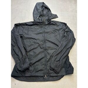 Nike Running Womens XL Black Hooded Windbreaker Full Zip Mesh Jacket 0562
